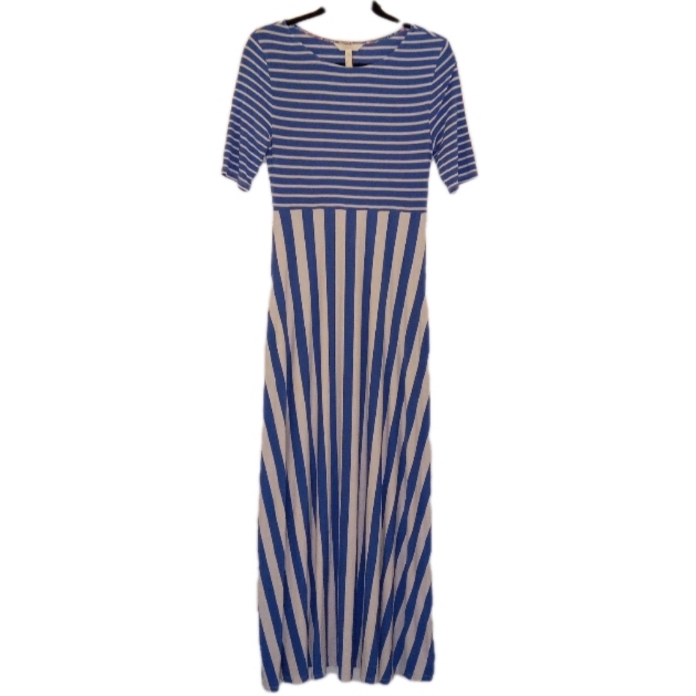 Matida Jane Blue/ White Striped Maxi Dress W/ Pockets Small - Picture 1 of 11